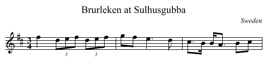 Brurleken at Sulhusgubba - staff notation