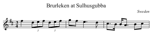 Brurleken at Sulhusgubba - staff notation