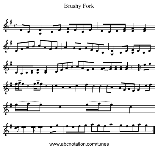 Brushy Fork - staff notation