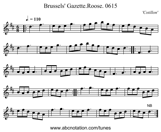 Brussels' Gazette.Roose. 0615 - staff notation