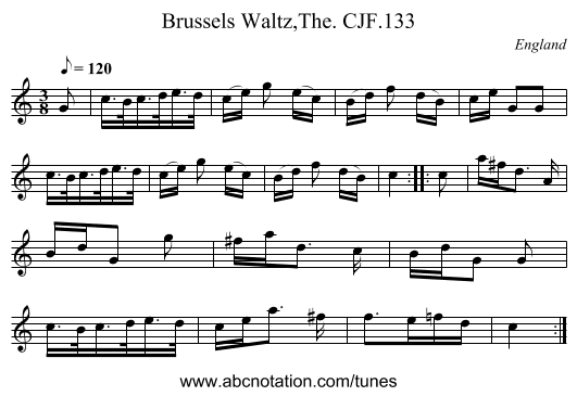 Brussels Waltz,The. CJF.133 - staff notation