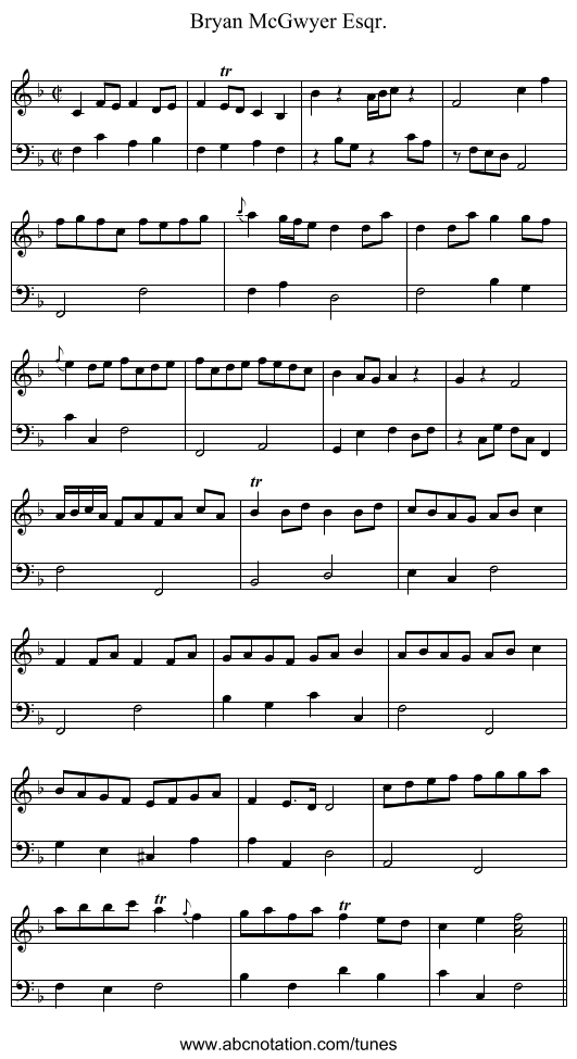 Bryan McGwyer Esqr. - staff notation