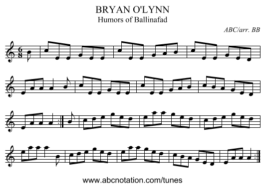 BRYAN O'LYNN - staff notation