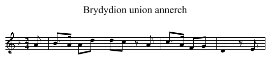 Brydydion union annerch - staff notation