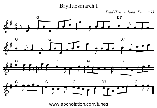 Bryllupsmarch I - staff notation