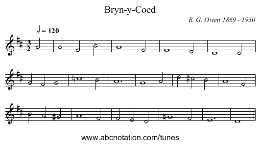 Bryn-y-Coed - staff notation