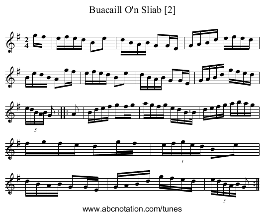 Buacaill O'n Sliab [2] - staff notation
