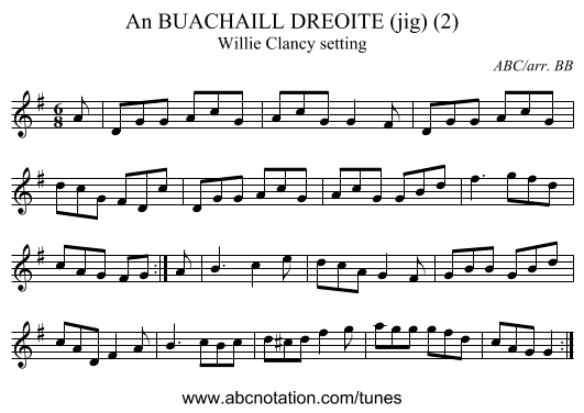 BUACHAILL DREOITE (jig) (2), An - staff notation