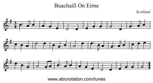 Buachaill On Eirne - staff notation