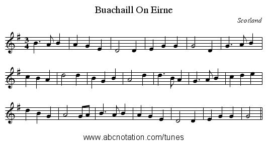 Buachaill On Eirne - staff notation