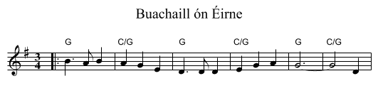 Buachaill ón Éirne - staff notation