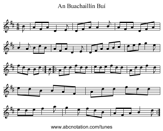 Buachaill&iacute;n Bu&iacute;, An - staff notation