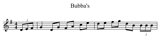 Bubba's - staff notation
