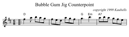 Bubble Gum Jig Counterpoint - staff notation