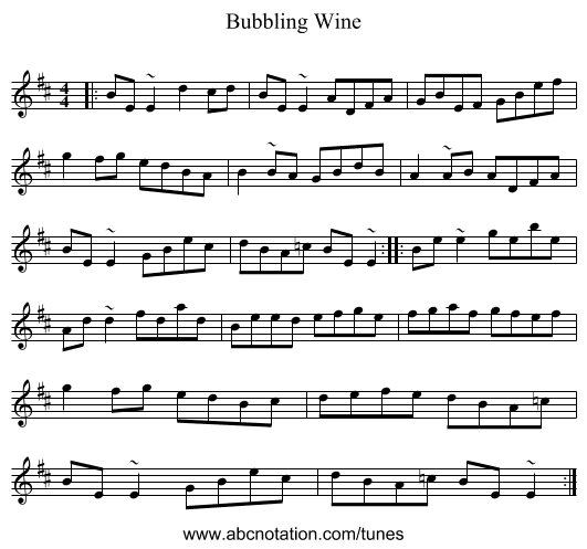 Bubbling Wine - staff notation