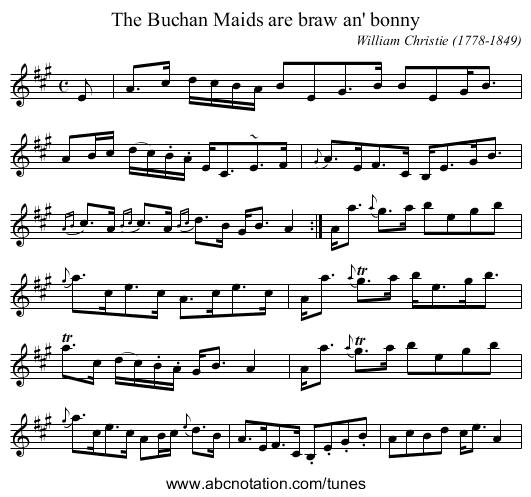Buchan Maids are braw an' bonny, The - staff notation