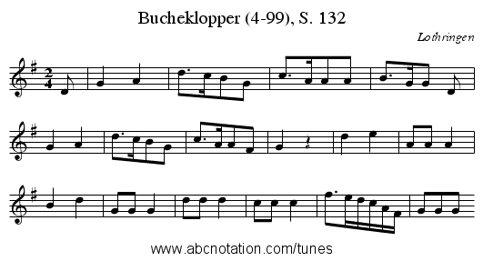 Bucheklopper (4-99), S. 132 - staff notation