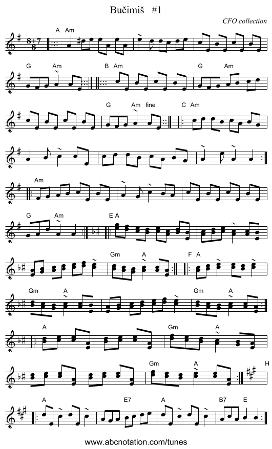 Bučimi&scaron;   #1 - staff notation