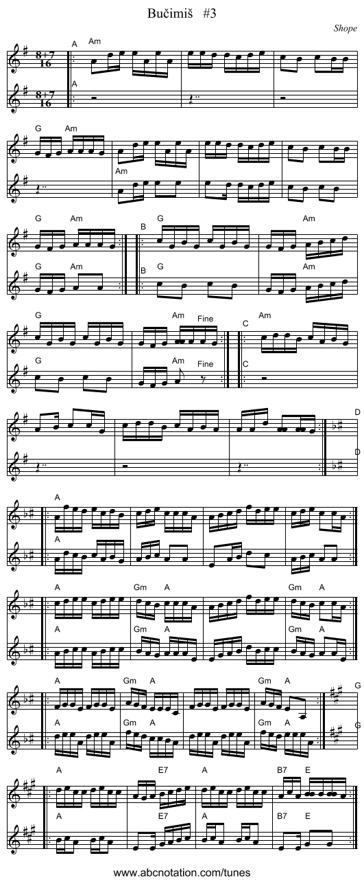 Bučimi&scaron;   #3 - staff notation