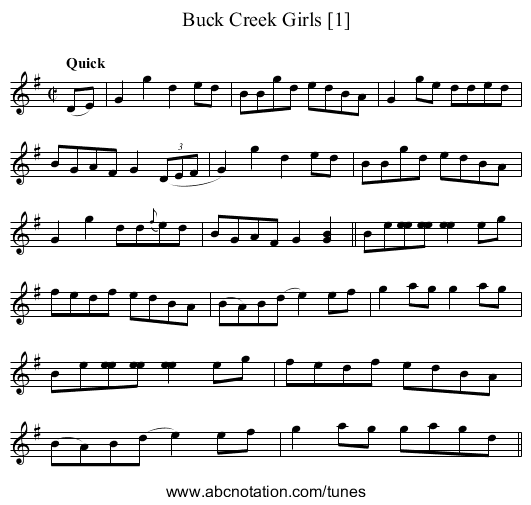 Buck Creek Girls [1] - staff notation