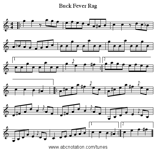 Buck Fever Rag - staff notation