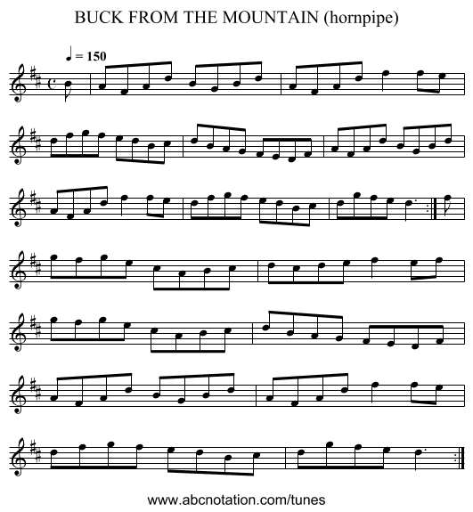 BUCK FROM THE MOUNTAIN (hornpipe) - staff notation
