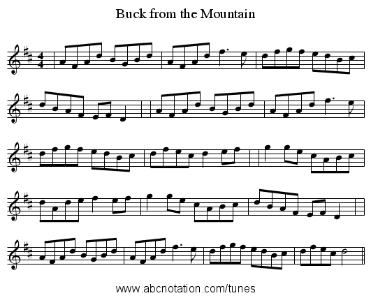 Buck from the Mountain - staff notation
