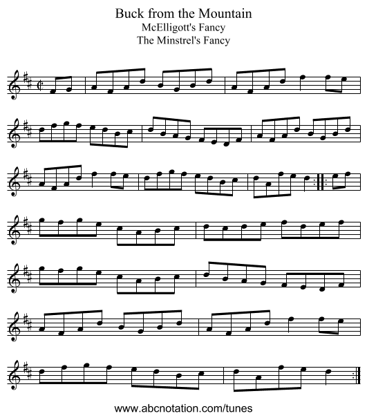 Buck from the Mountain - staff notation
