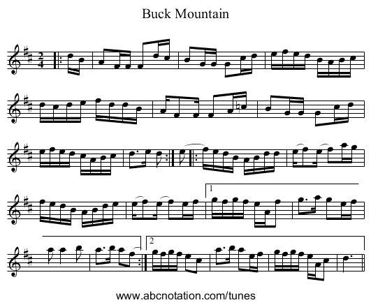 Buck Mountain - staff notation