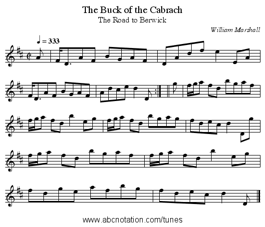 Buck of the Cabrach, The - staff notation