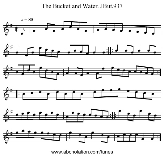 Bucket and Water. JBut.937, The - staff notation