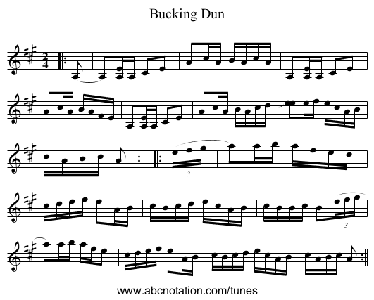 Bucking Dun - staff notation