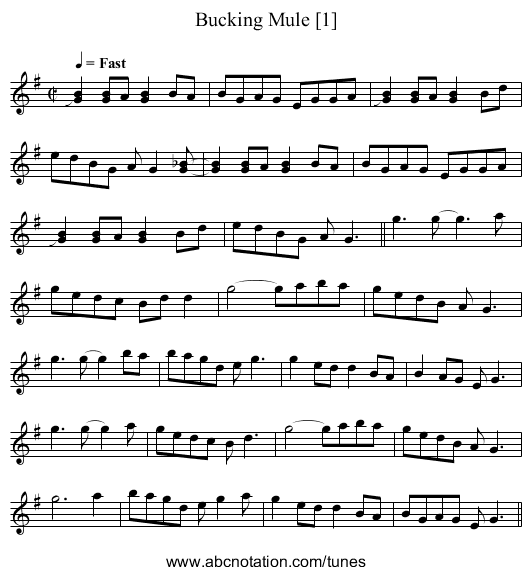 Bucking Mule [1] - staff notation
