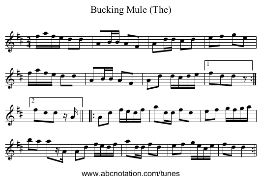 Bucking Mule (The) - staff notation