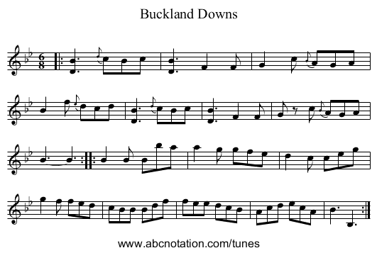 Buckland Downs - staff notation