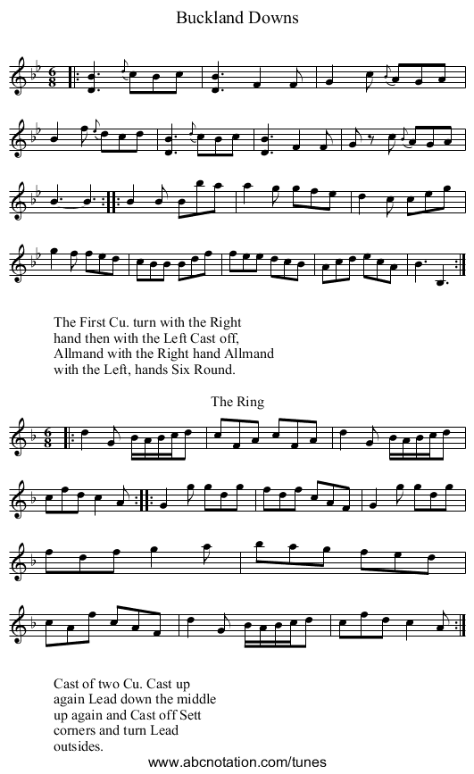 Buckland Downs - staff notation