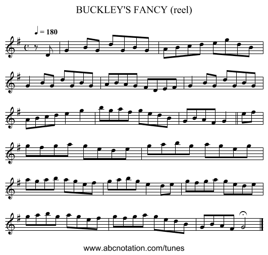 BUCKLEY'S FANCY (reel) - staff notation