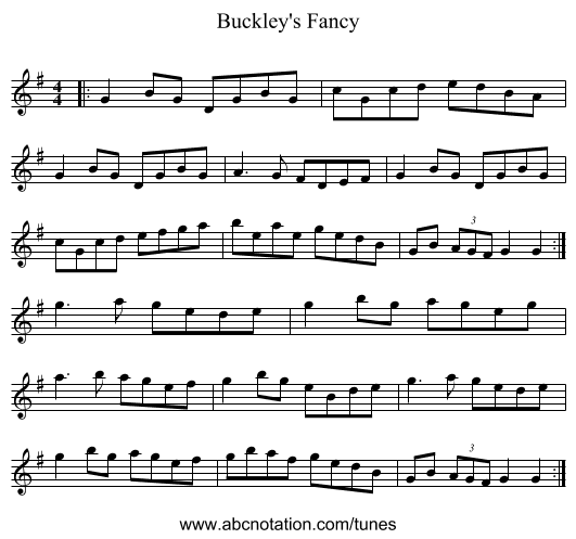 Buckley's Fancy - staff notation