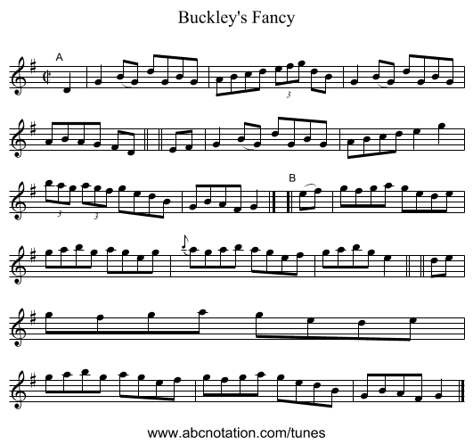 Buckley's Fancy - staff notation