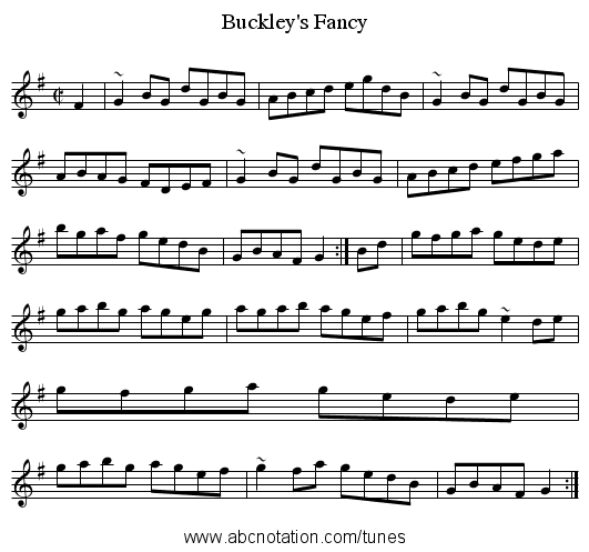 Buckley's Fancy - staff notation