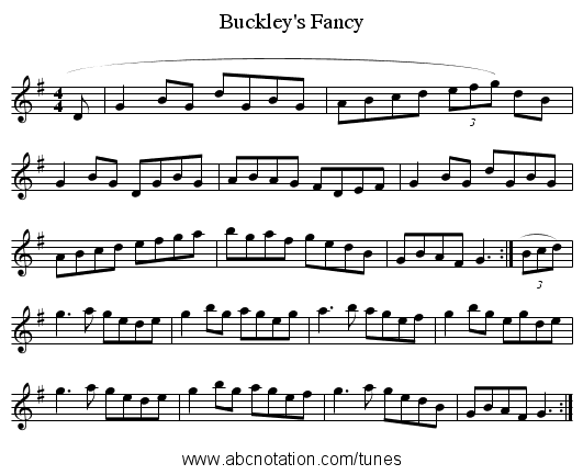 Buckley's Fancy - staff notation