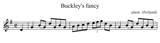 Buckley's fancy - staff notation