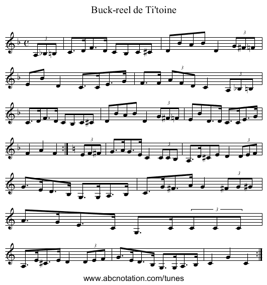Buck-reel de Ti'toine - staff notation