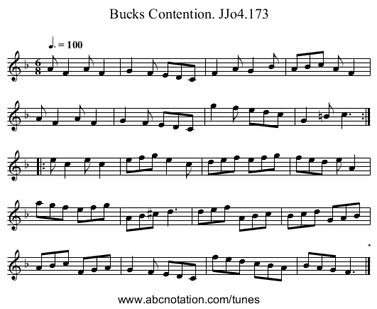 Bucks Contention. JJo4.173 - staff notation