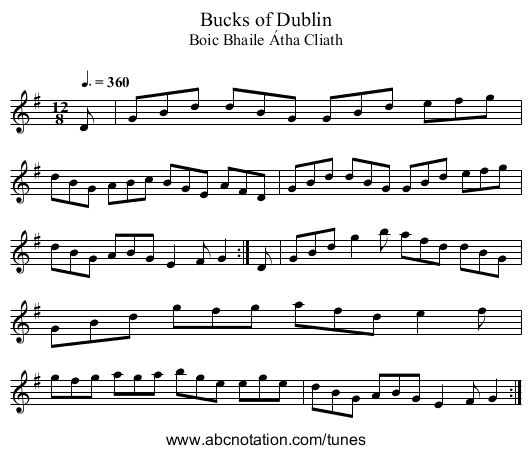 Bucks of Dublin - staff notation