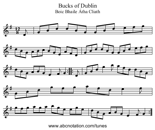 Bucks of Dublin - staff notation