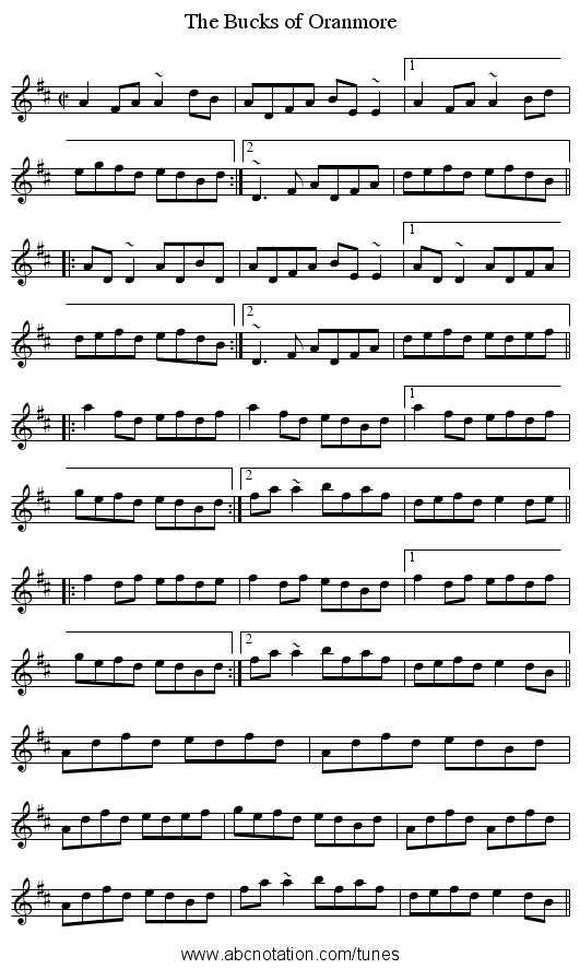 Bucks of Oranmore, The - staff notation