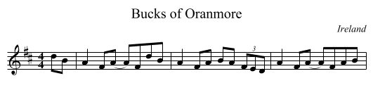 Bucks of Oranmore - staff notation