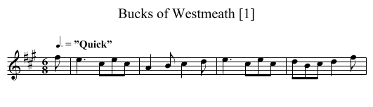Bucks of Westmeath [1] - staff notation