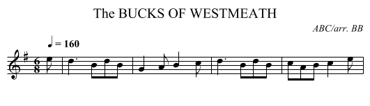 BUCKS OF WESTMEATH, The - staff notation